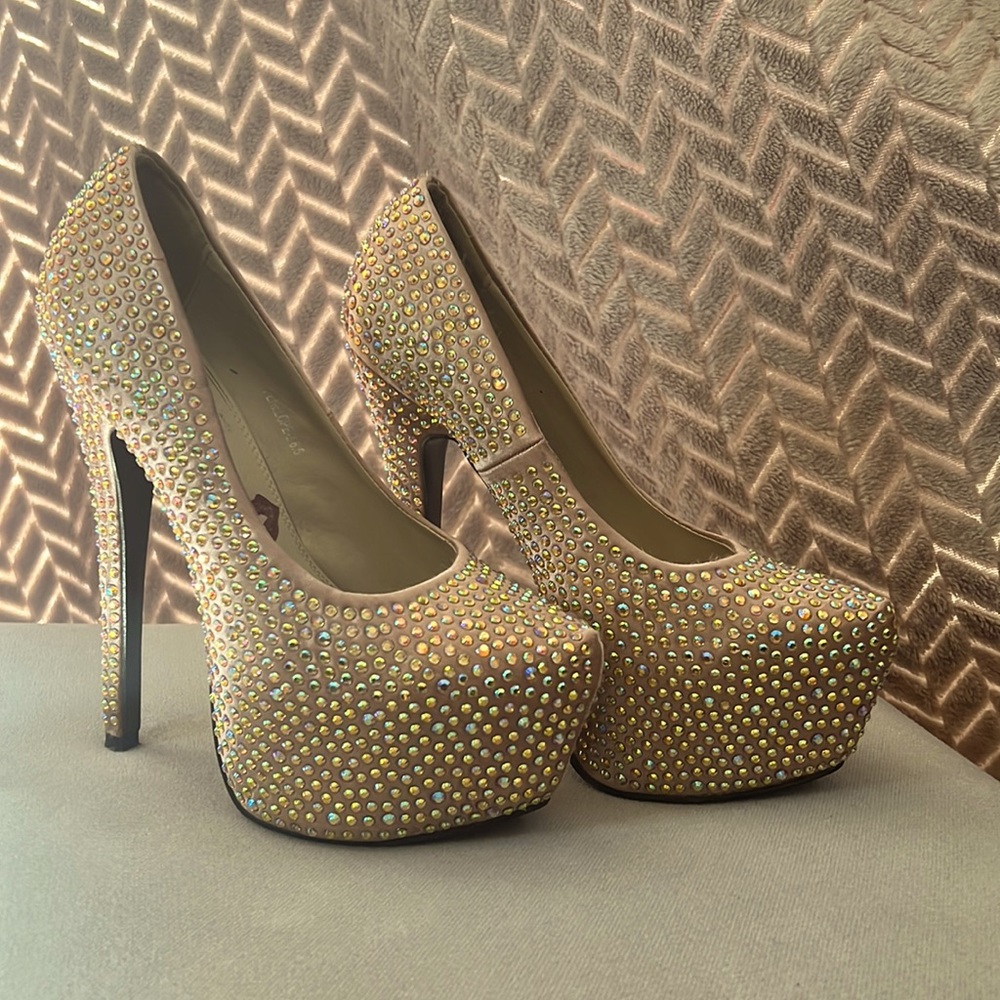 Rainbow Rhinestone Platform Pumps - Picture 2 of 5